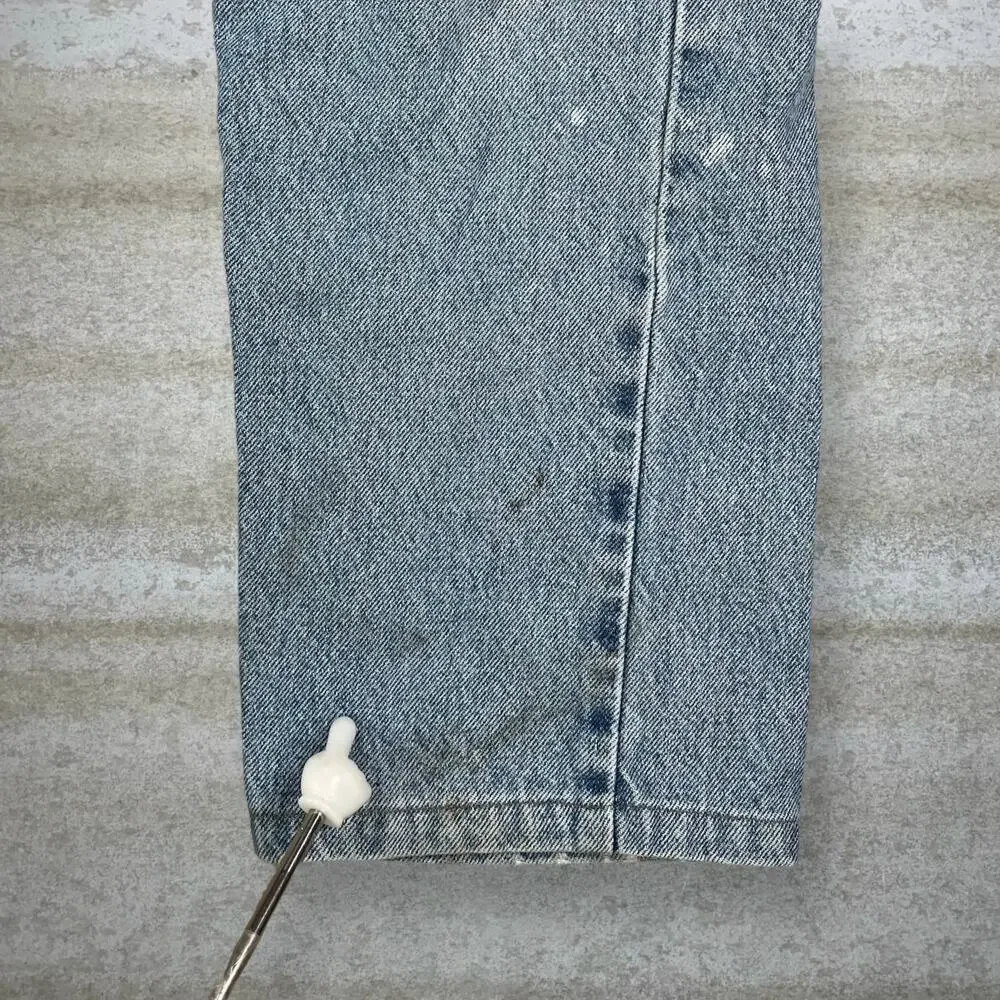 Vintage 90s Levis Jeans 505 34x30 Regular Straight Leg Fit Light Wash Orange Tab